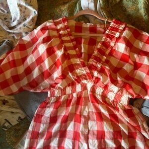 Red and White Checkered Romper